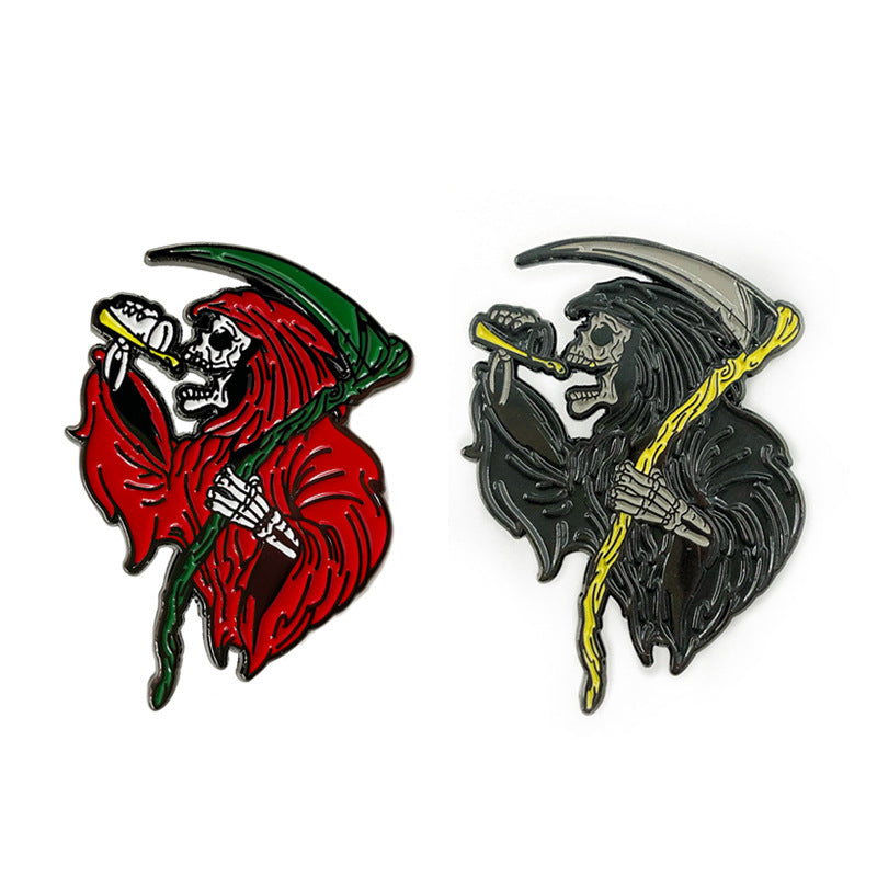 Scythe Grim Reaper Halloween Skull Punk Pin