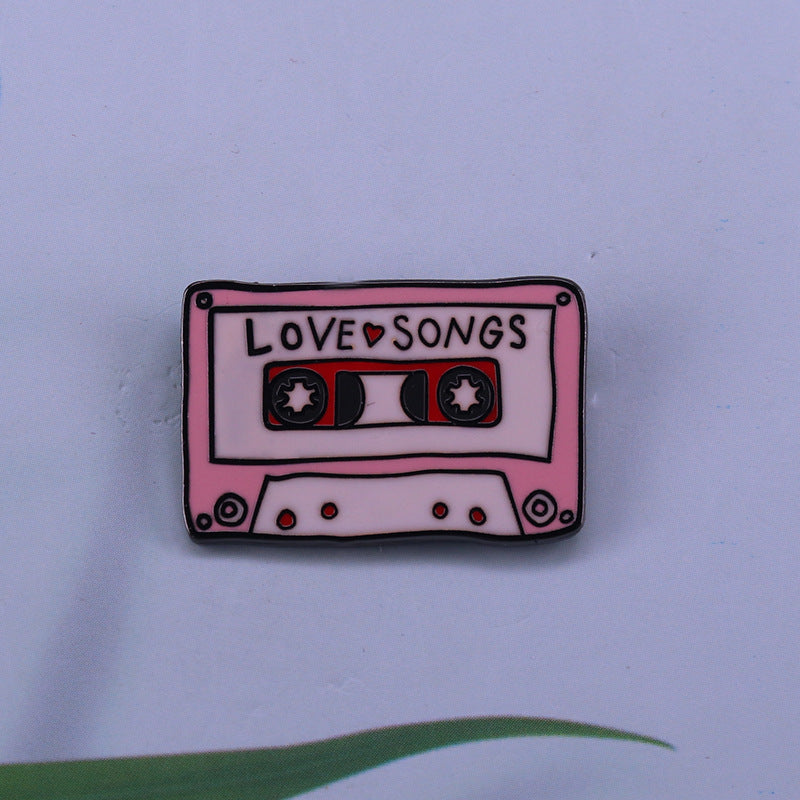 Pink Nostalgic Retro Love Song Cassette Pin