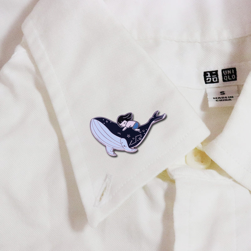 Whale And Girl Ocean Constellation Pin