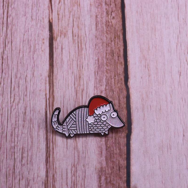 Armadillo Pangolin Christmas Hat Pin
