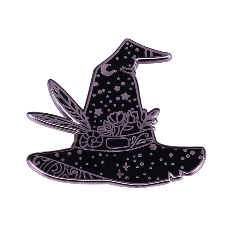 front view of Witch Stars Moon Pin