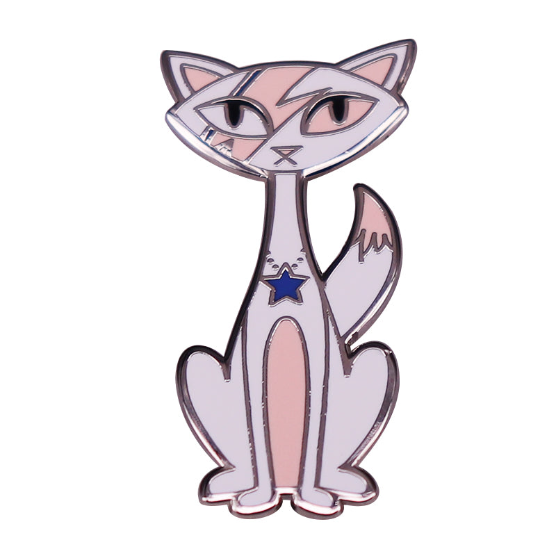 David Bowie Cat Blue Star Necklace Ziggy Stardust Cat Pin