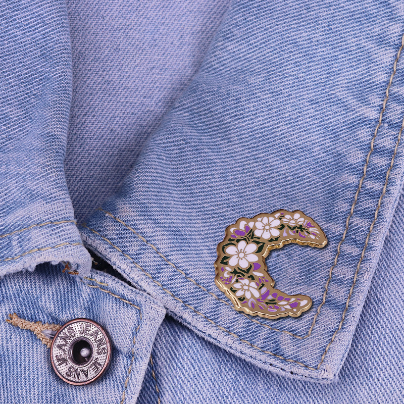 Beautiful Floral Moon Pin