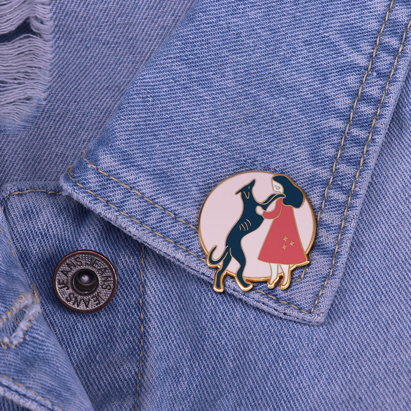 The Little Girl And The Greyhound Pin