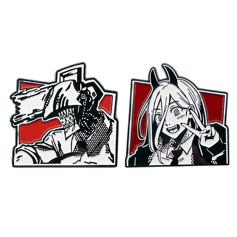Chainsaw Man Denji Power Manga Style Black and White Pin