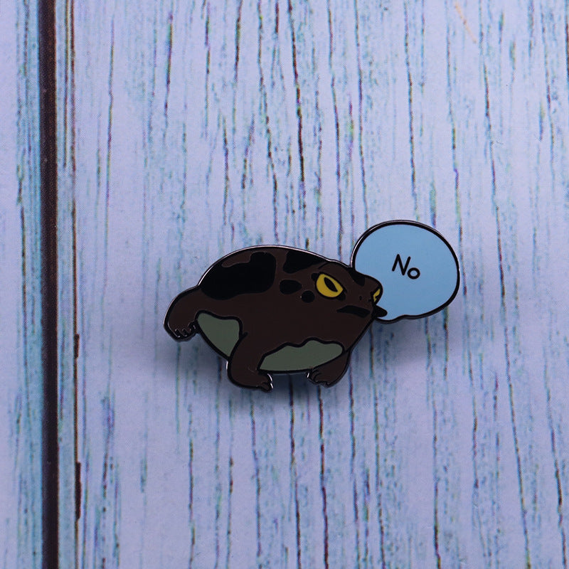 "No" Green Frog Pin