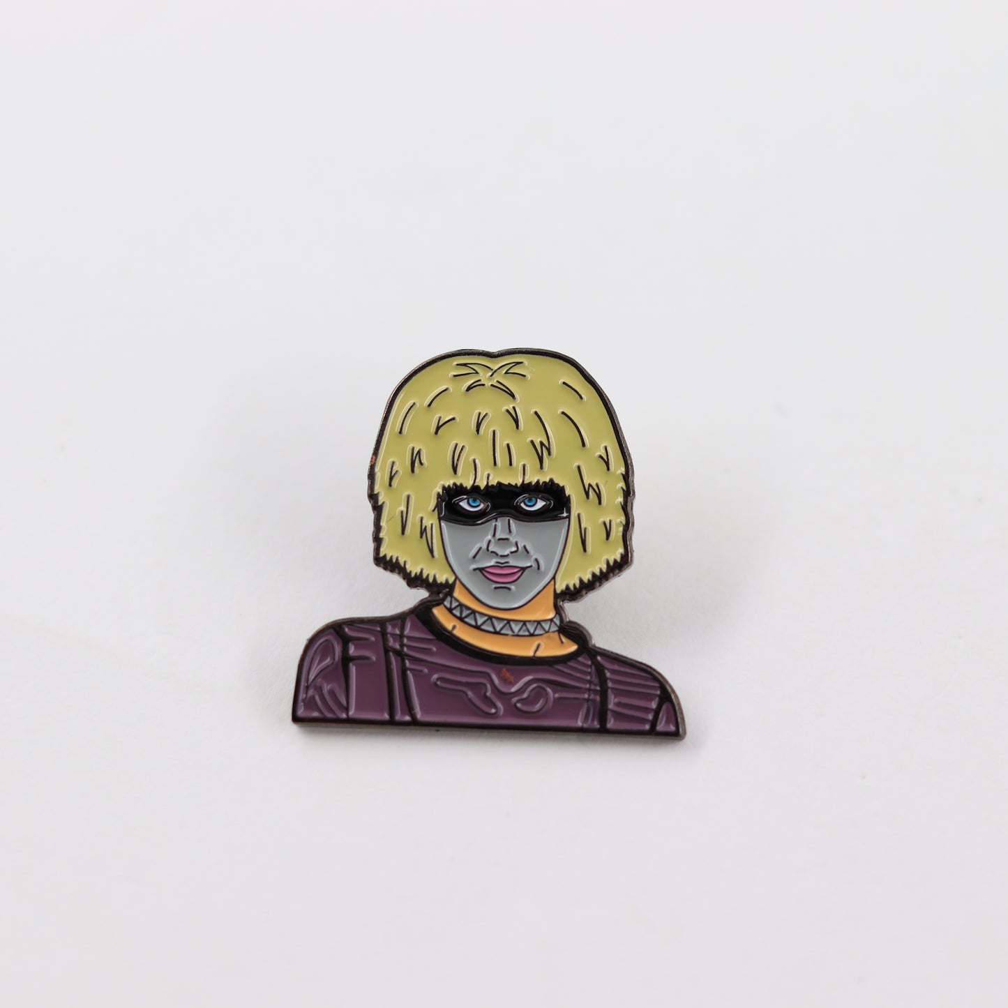 front view of The Golden Haired Boy Under The Mask Pin