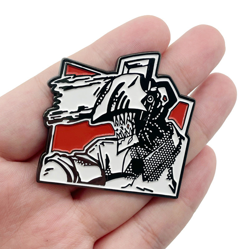 Chainsaw Man Denji Power Manga Style Black and White Pin