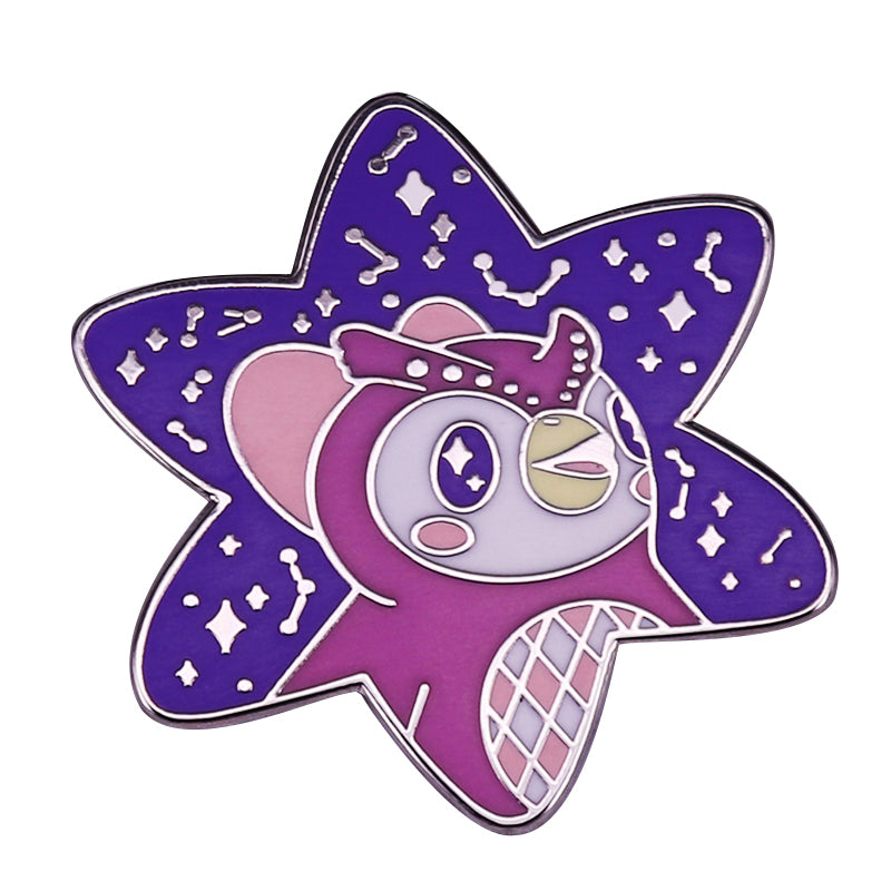 front view of Celeste From Animal Crossing Pin