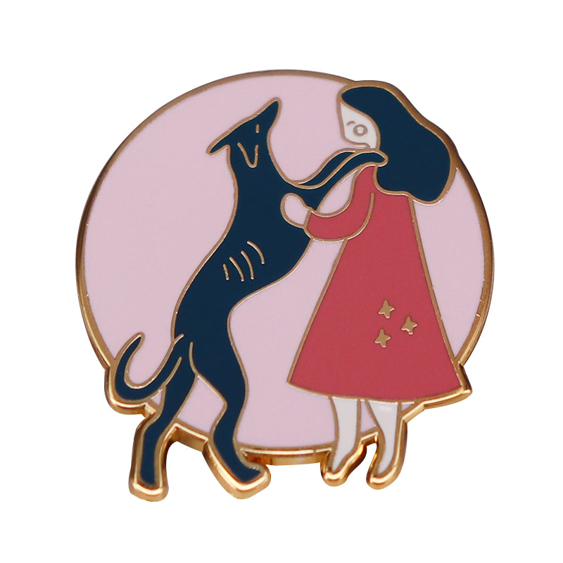 The Little Girl And The Greyhound Pin