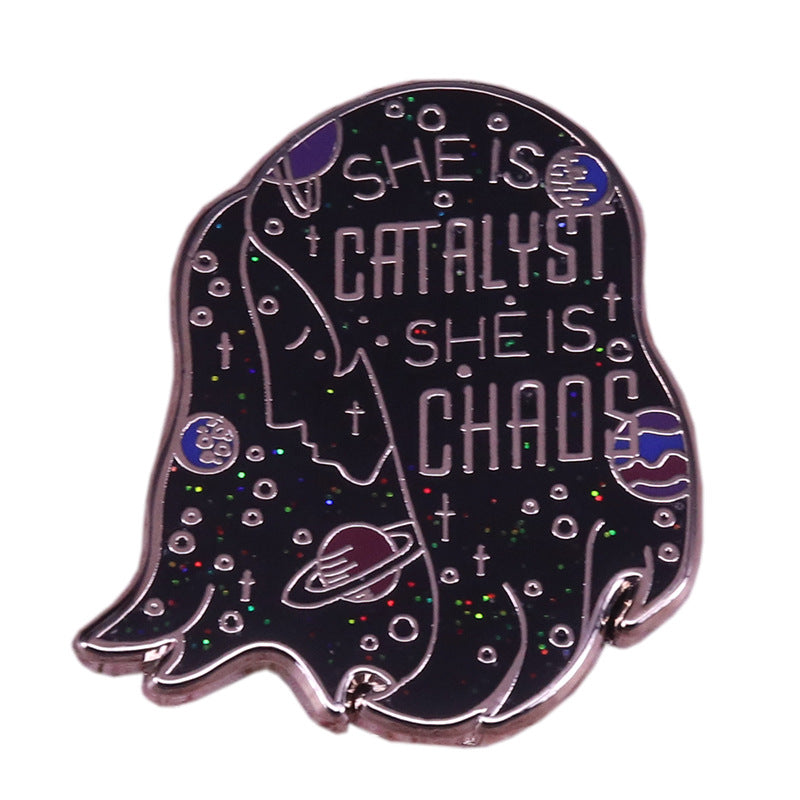 front view of Space Planet Flash Universe Galaxy Pin
