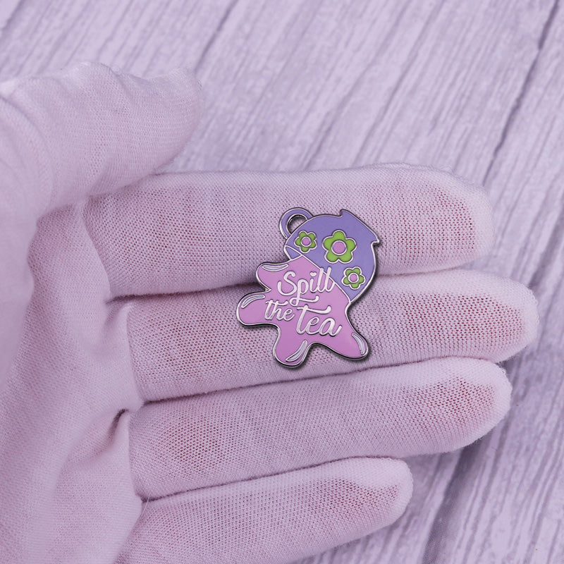 Spill The Tea Pink Teacup Pin