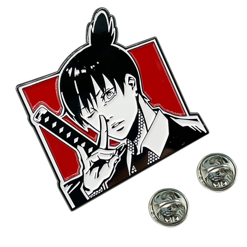 Chainsaw Man Aki Hayakawa Black and White Manga Style Pin