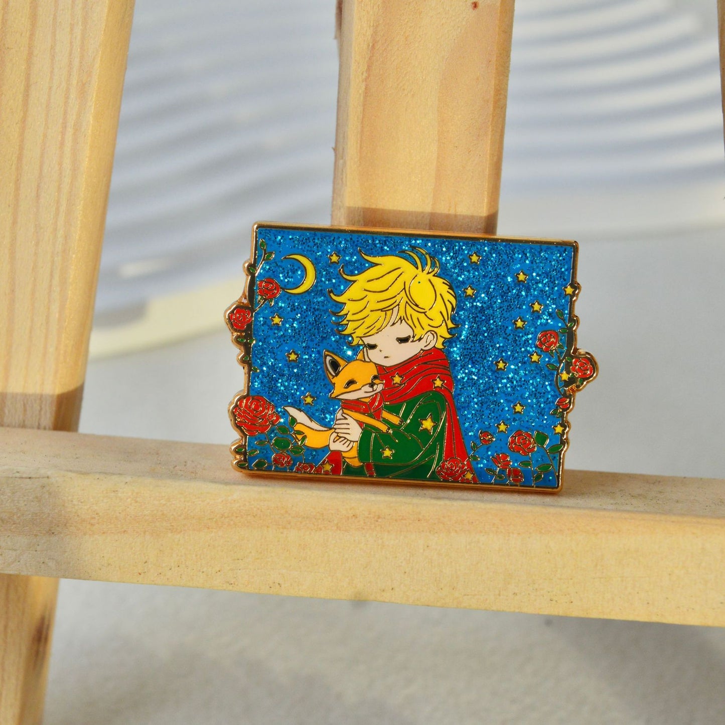 The Little Prince and the Fox Glitter Pin