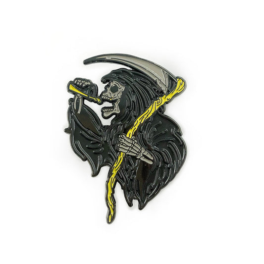 Scythe Grim Reaper Halloween Skull Punk Pin