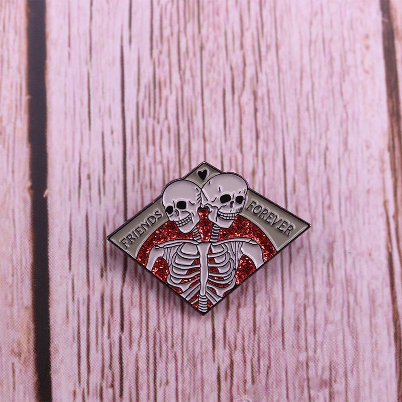 Conjoined Twins Skeleton Pin