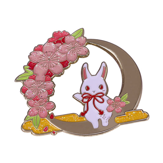Lunar Eclipse Rabbit Pink Flowers And Animals Pin