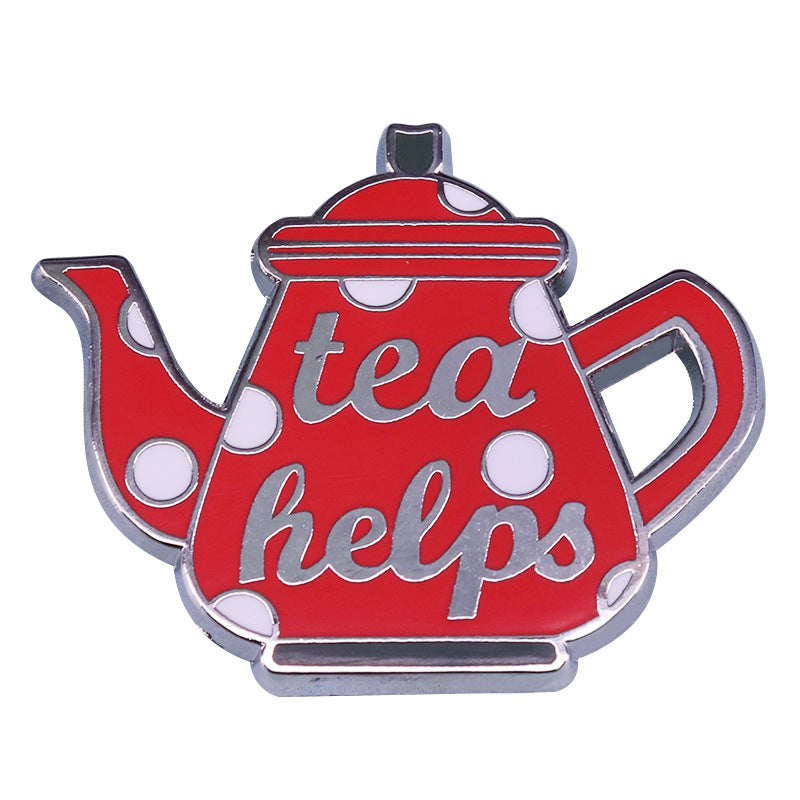 front view of Red Teapot Pin