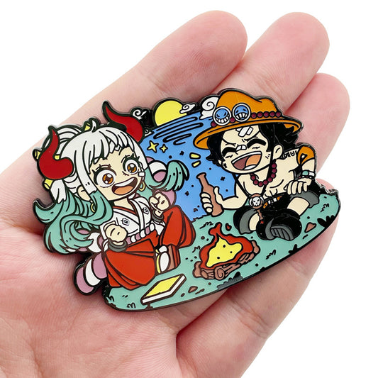 One Piece Yamato and Ace Cartoon Pin