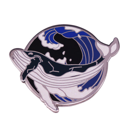 Blue Whale And Waves Pin