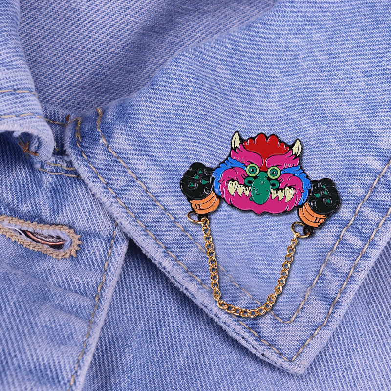 Purple-Haired Pink-Faced Little Monster Pin