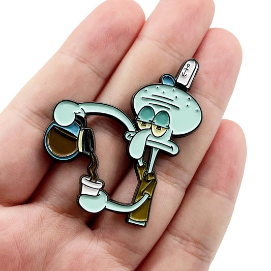 Squidward Pouring Coffee SpongeBob SquarePants Animation Pin