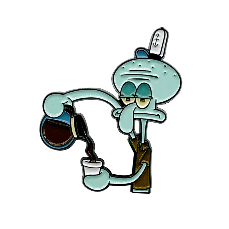 Squidward Pouring Coffee SpongeBob SquarePants Animation Pin