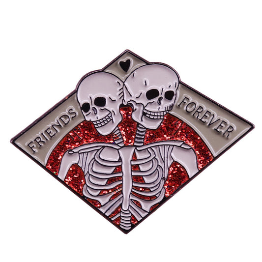 Conjoined Twins Skeleton Pin