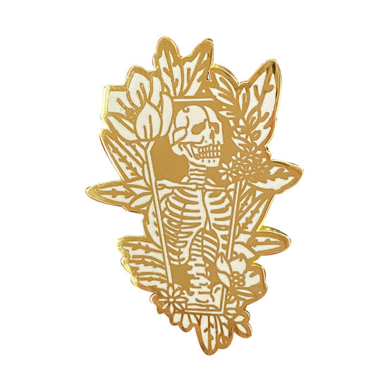 Halloween Art Flower Skull Pin