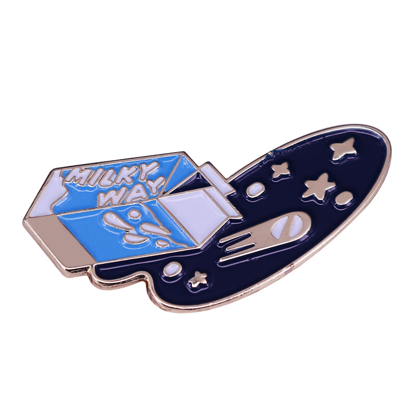 front view of Milky Way Milk Box Pin