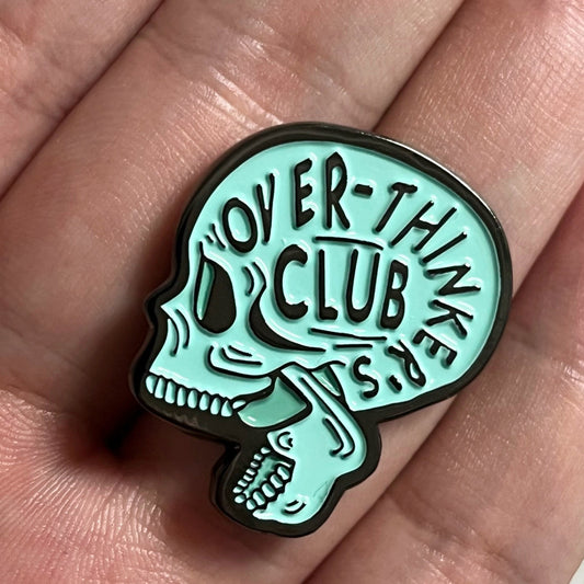 Overthinkers Club Anxiety OCD Skull Pin