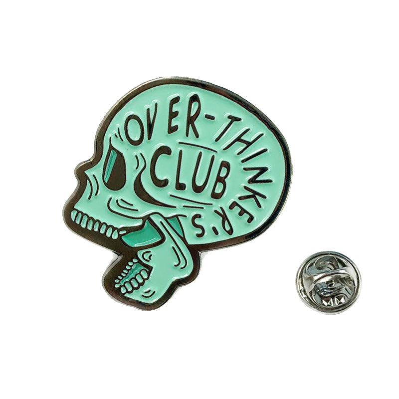 Overthinkers Club Anxiety OCD Skull Pin