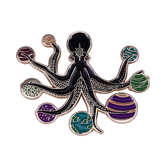Celestial Planet Bio-Collection Space Octopus Pin