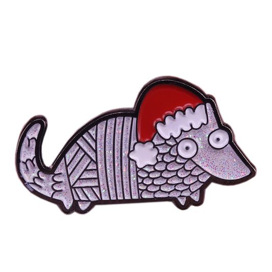Armadillo Pangolin Christmas Hat Pin