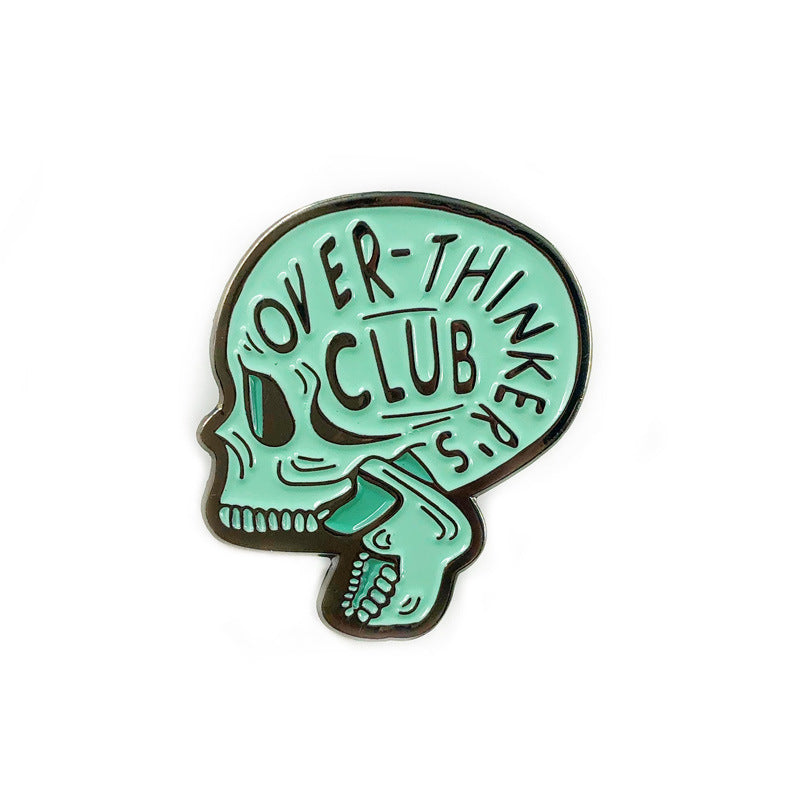 Overthinkers Club Anxiety OCD Skull Pin