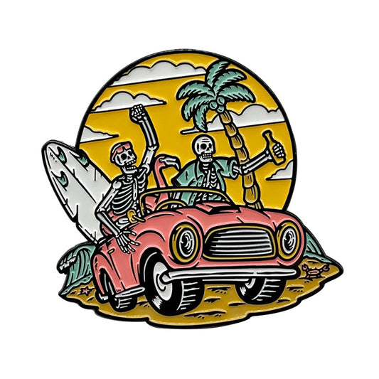 Skull Beach Halloween Punk Surfing Pin