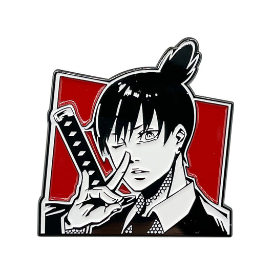 Chainsaw Man Denji Power Manga Style Black and White Pin