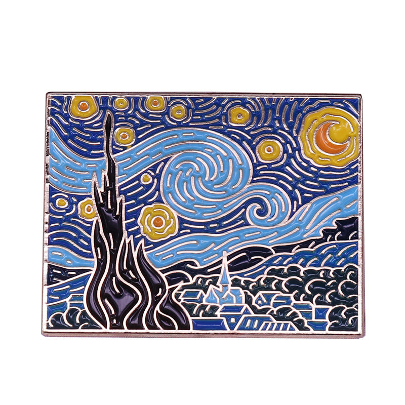 front view of Painter Van Gogh'S Starry Night Pin