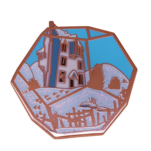 Castle Glass Container Glitter Pin