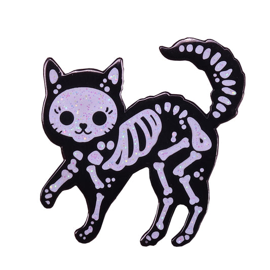 Skeleton Cat Pin