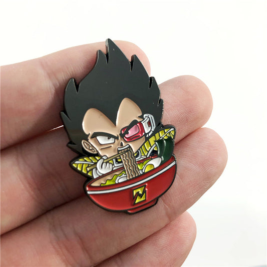 Sailor Moon Dragon Ball Vegeta Eating Noodles Cartoon Pin