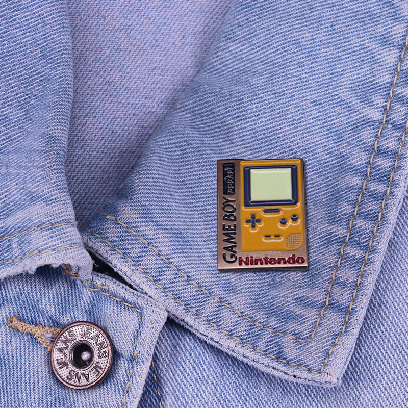 Yellow Nintendo Portable Game Console Retro Pin
