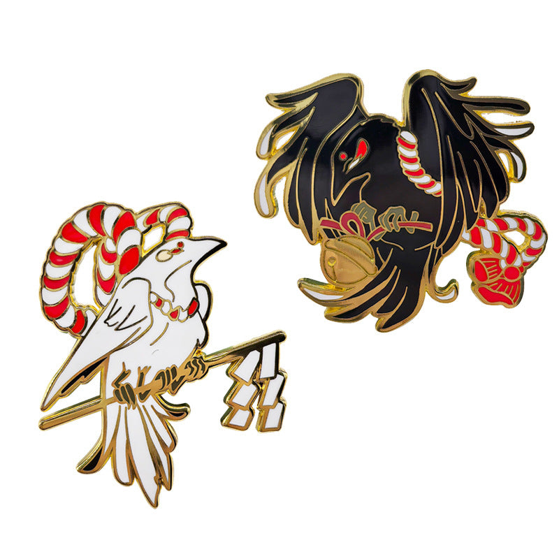 Mythical Crow Shinto Shrine Shimenawa Pin