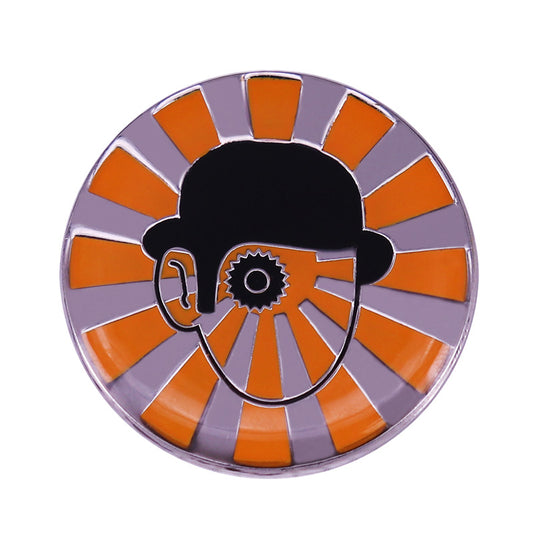 front view of A Clockwork Orange Alex Stanley Kubrick Thriller Pin
