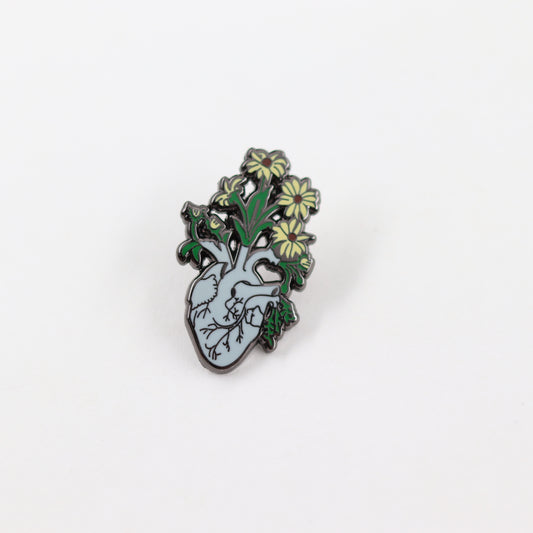 Flower Heart Art Human Organs Pin
