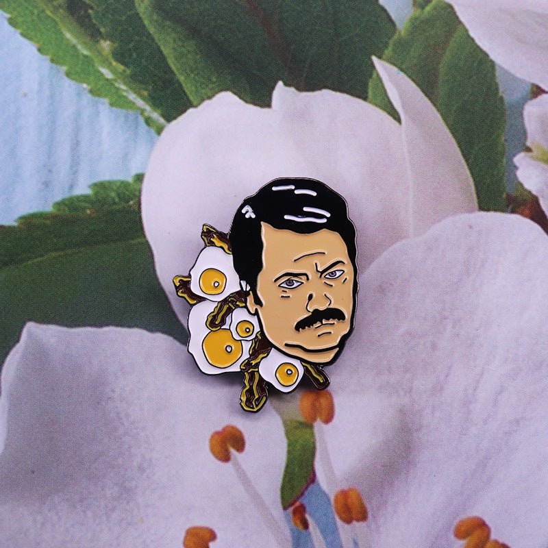 Ron Swanson Bacon And Eggs Funny Pin