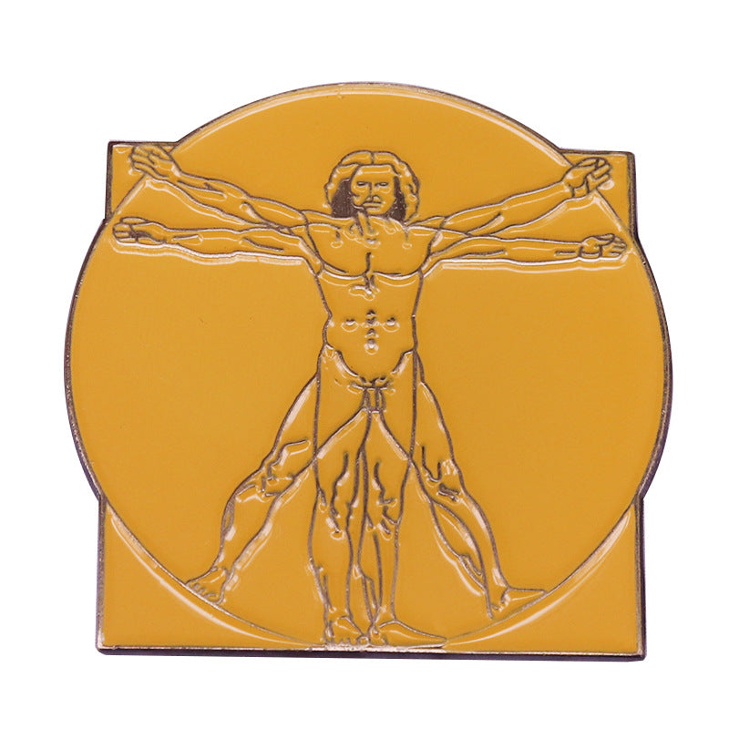 front view of Leonardo Da Vinci'S Vitruvian Man Pin
