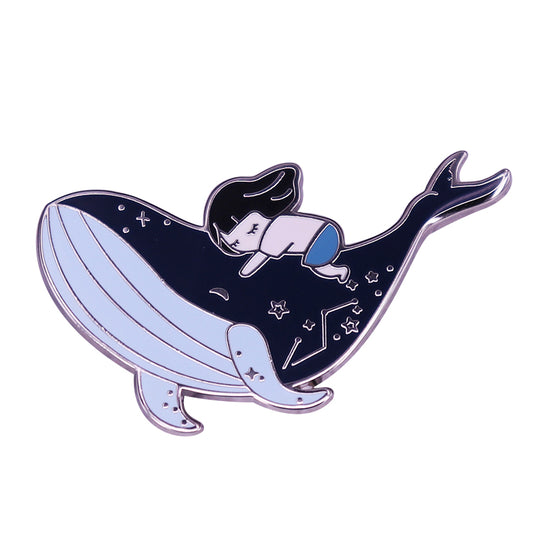 Whale And Girl Ocean Constellation Pin