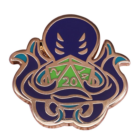 Dungeons & Dragons Octopus D20 Twenty-Sided Dice Pin