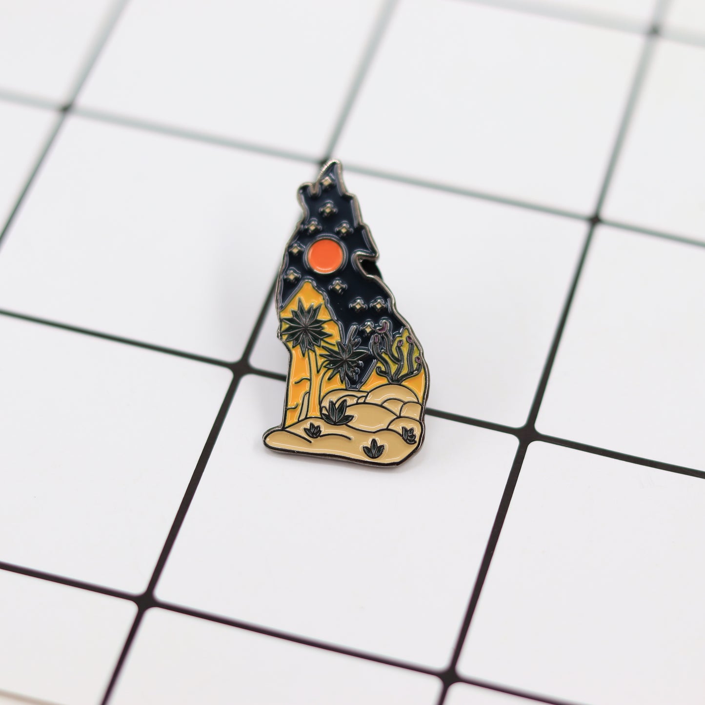 Sunset Wolf Landscape Art Novelty Pin